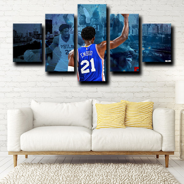 76Ers Center Forward Mvp Joel Embiid Canvas Wall Art