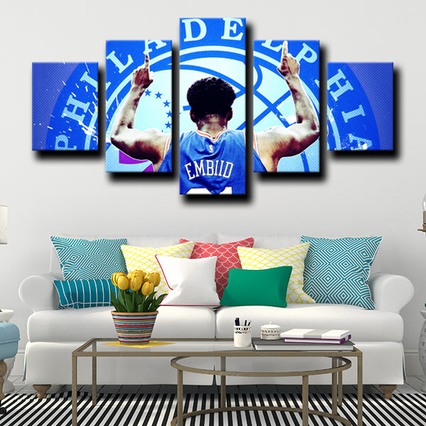 76Ers Center Forward The Process Joel Embiid Canvas Wall Art