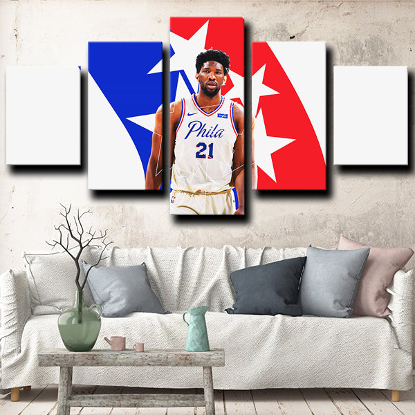 76Ers Center Forward The Process Joel Embiid Canvas Wall Art