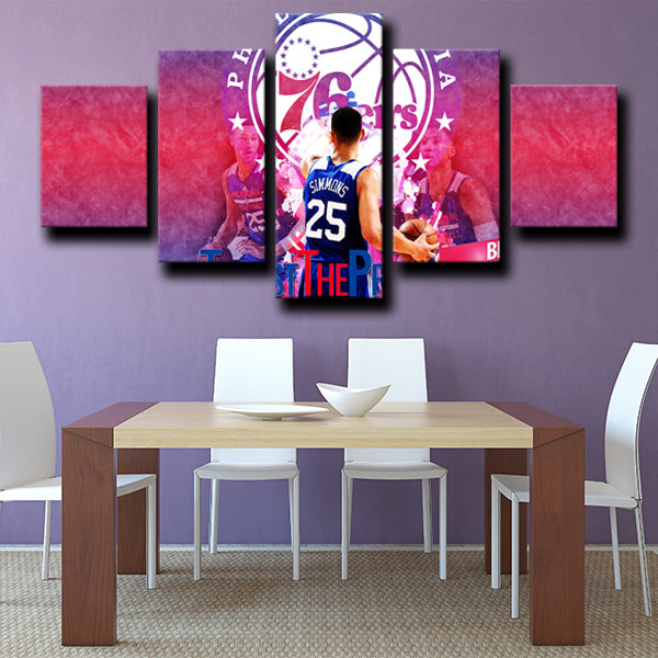 76Ers Full Guard Big Ben Simmons Red Canvas Wall Art