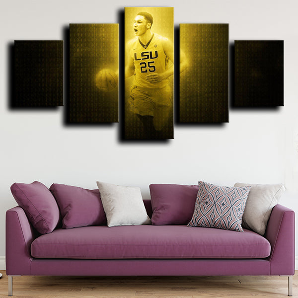 76Ers Guard Big Ben Simmons Black Canvas Wall Art
