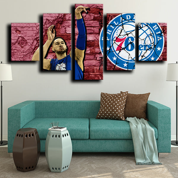 76Ers Guard Fresh Prince Ben Simmons Red Canvas Wall Art