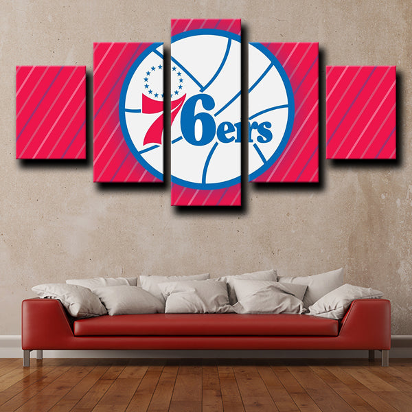 76Ers Logo Badge Red Canvas Wall Art