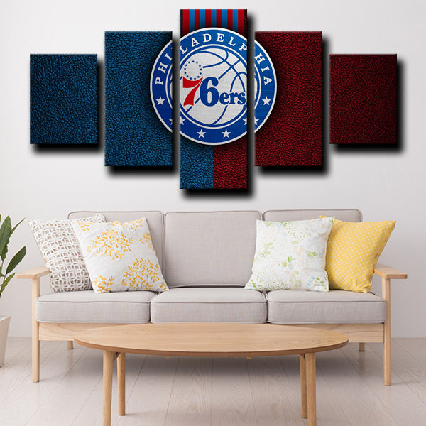 76Ers Logo Badge Red And Blue Canvas Wall Art
