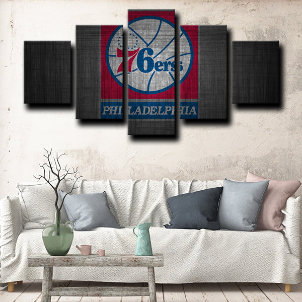 76Ers Logo Crest With Black Color Canvas Wall Art