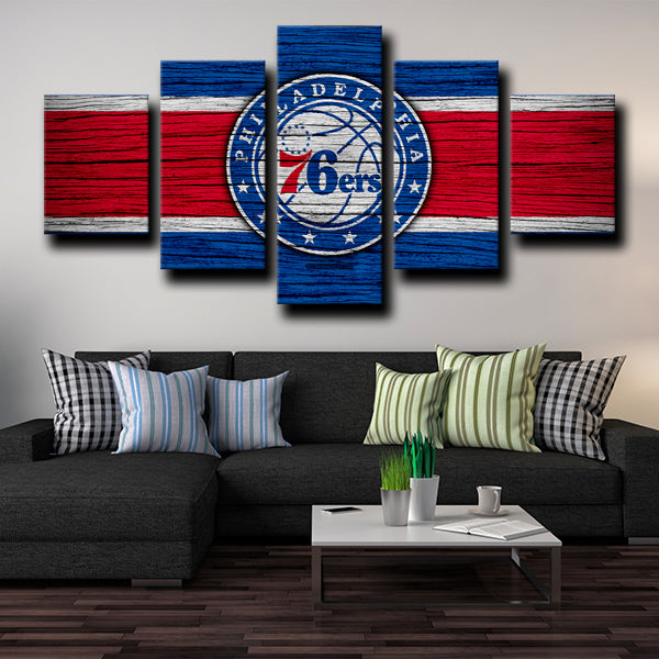 76Ers Logo Emblem Blue And Red Canvas Wall Art
