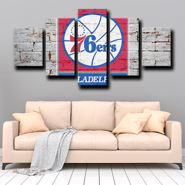 76Ers Logo Emblem Red And White Canvas Wall Art