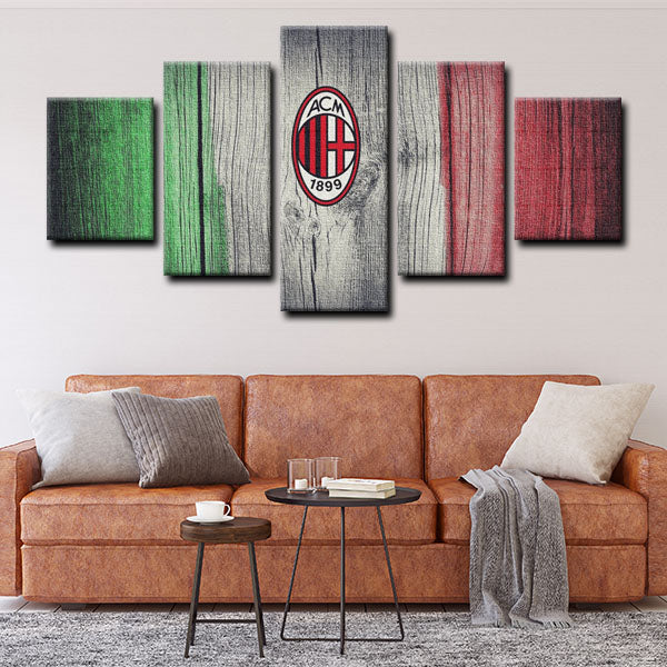Ac Milan Symbol On Wooden Background Canvas Wall Art