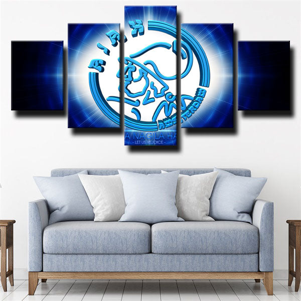 Ajax Amsterdam Blue 3D Emblem Canvas Wall Art
