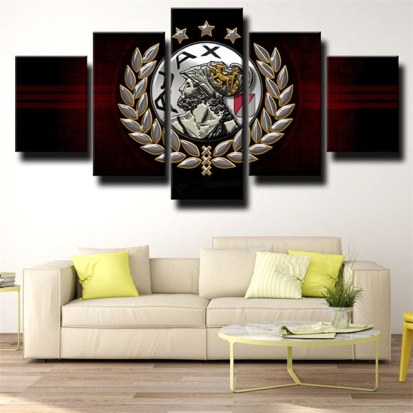 Ajax Amsterdam Dark Red Background Emblem Canvas Wall Art