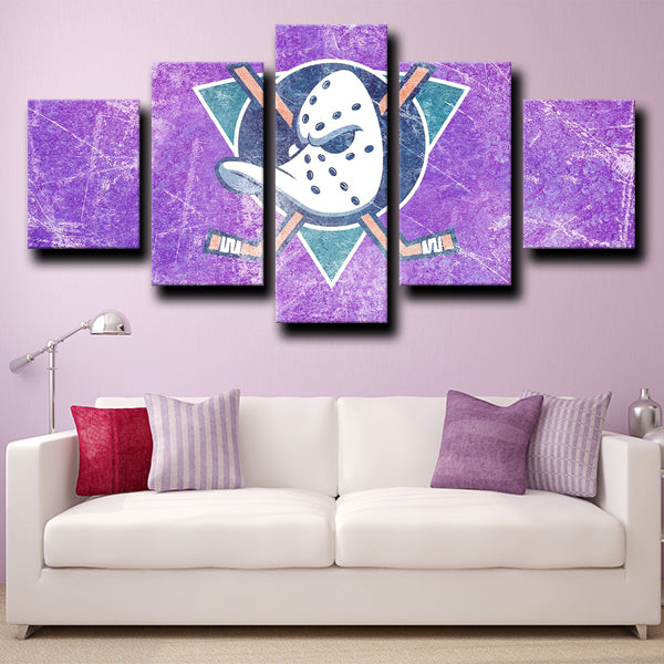 Anaheim Ducks Logo Crest Purple Canvas Wall Art