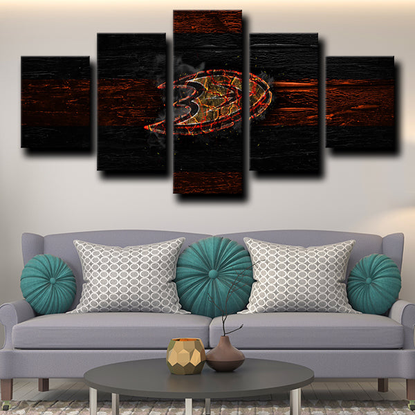Anaheim Ducks Logo Emblem Red Canvas Wall Art