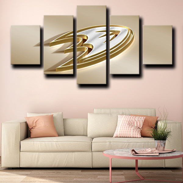 Anaheim Ducks Logo Gold Canvas Wall Art