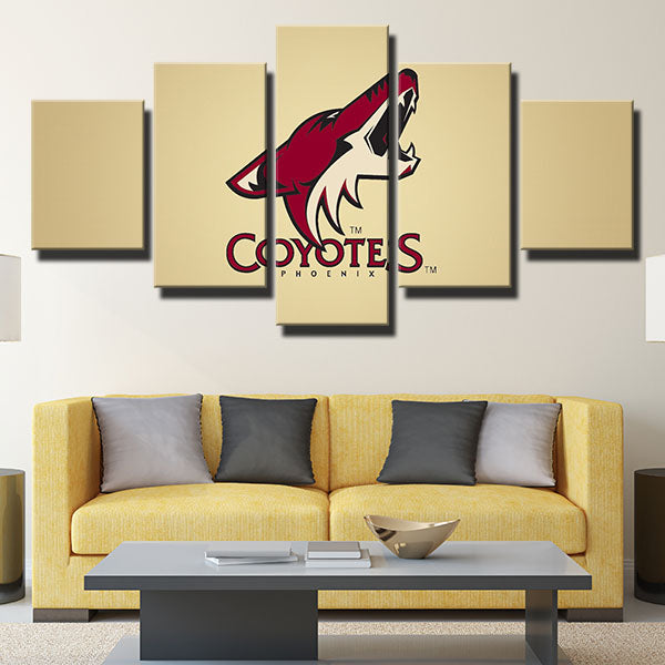 Arizona Coyotes Golden And Name Emblem Canvas Wall Art