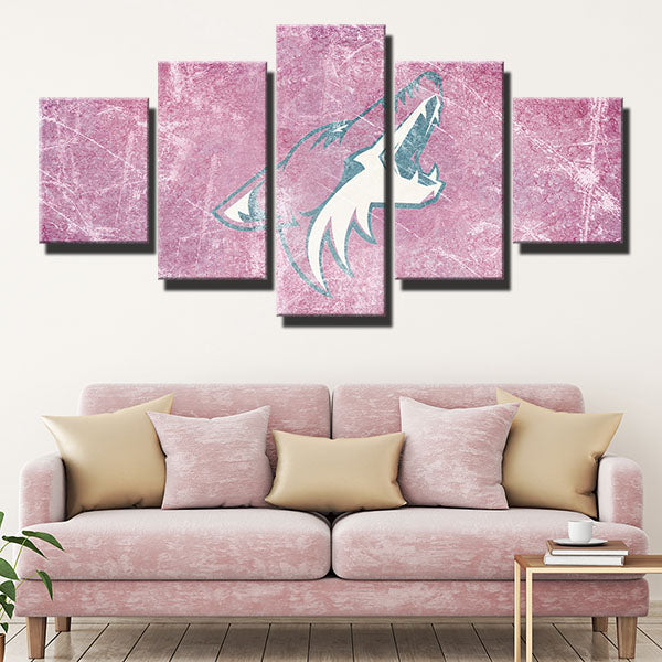 Arizona Coyotes Pink Ice Emblem Canvas Wall Art
