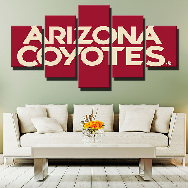 Arizona Coyotes Red Team Name Emblem Canvas Wall Art