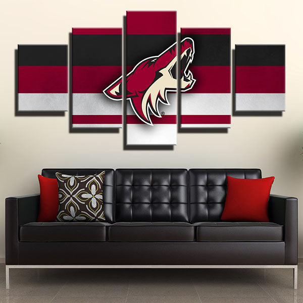 Arizona Coyotes Three-Color Stripes Emblem Canvas Wall Art