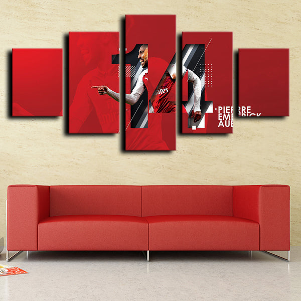 Arsenal F.C Pierre-Emerick Aubameyang Red Canvas Wall Art