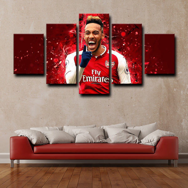 Arsenal Fc Forward Pierre-Emerick Aubameyang Red Canvas Wall Art
