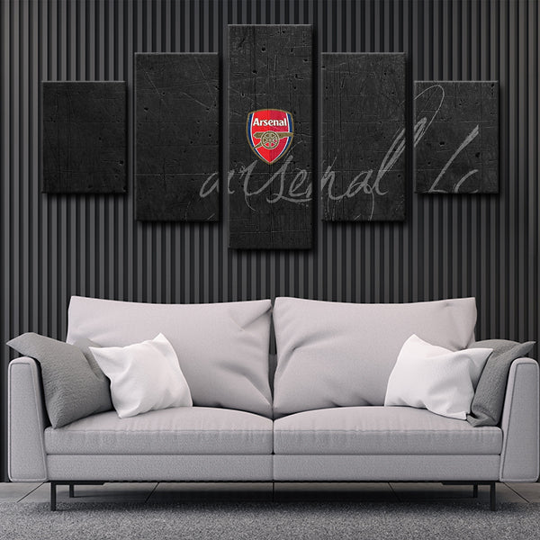 Arsenal Fc Logo Crest Black Canvas Wall Art