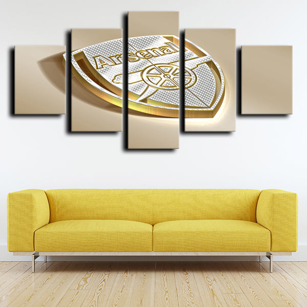 Arsenal Fc Logo Crest Gold Canvas Wall Art