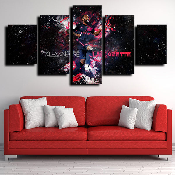 Arsenal Forward Alexandre Lacazette Black Canvas Wall Art