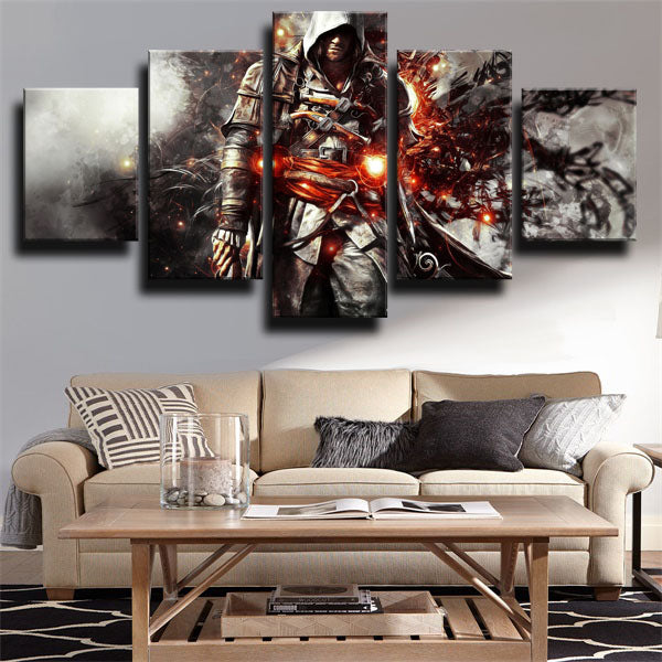 Assassin’S Creed Iv Black Flag Assassin Edward Kenway Fight Fire Canvas Wall Art