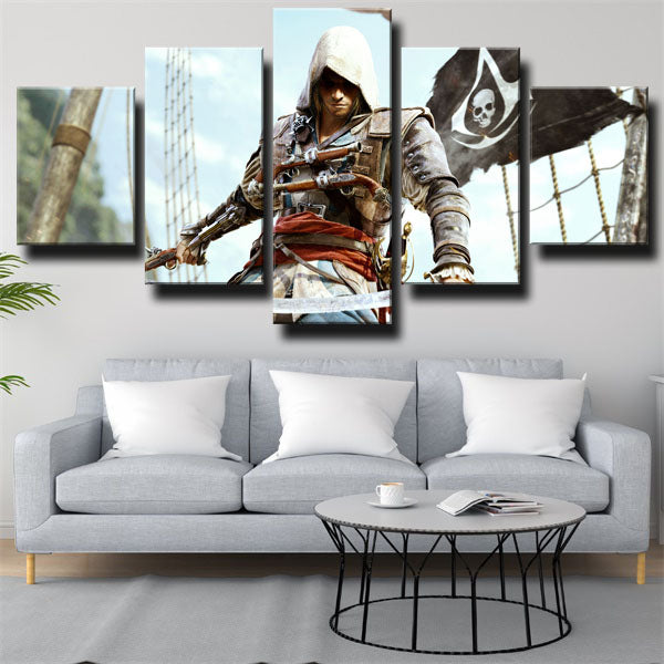 Assassin’S Creed Iv Black Flag Edward Kenway Skull Flag Canvas Wall Art