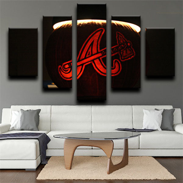 Atlanta Braves Red And Black Emblem Canvas Wall Art