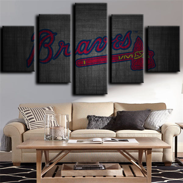 Atlanta Braves Red And Black Logo Canvas Wall Art