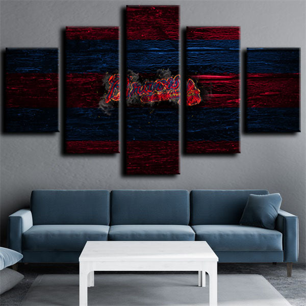 Atlanta Braves Red And Blue Symbol Canvas Wall Art
