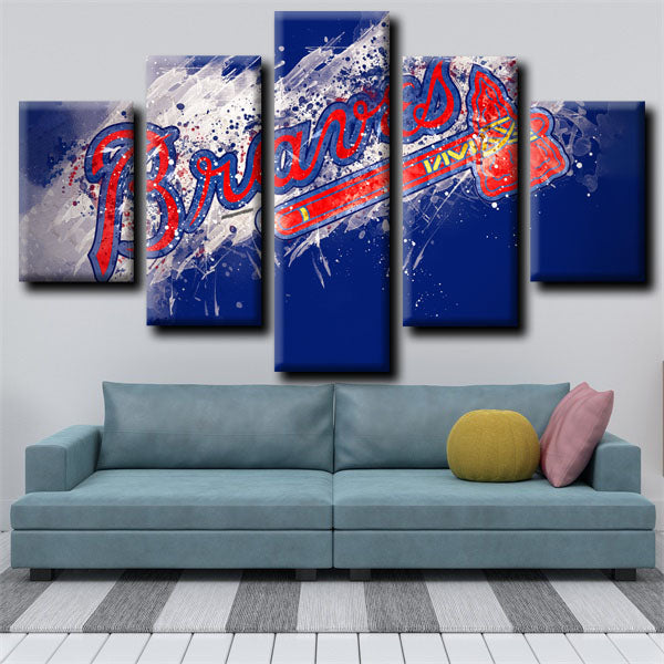 Atlanta Braves Splashing Style Emblem Canvas Wall Art