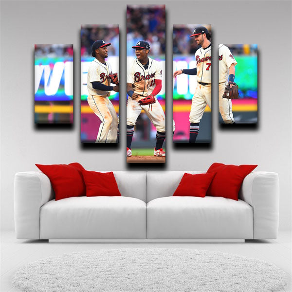 Atlanta Braves Team Members Emblem Canvas Wall Art
