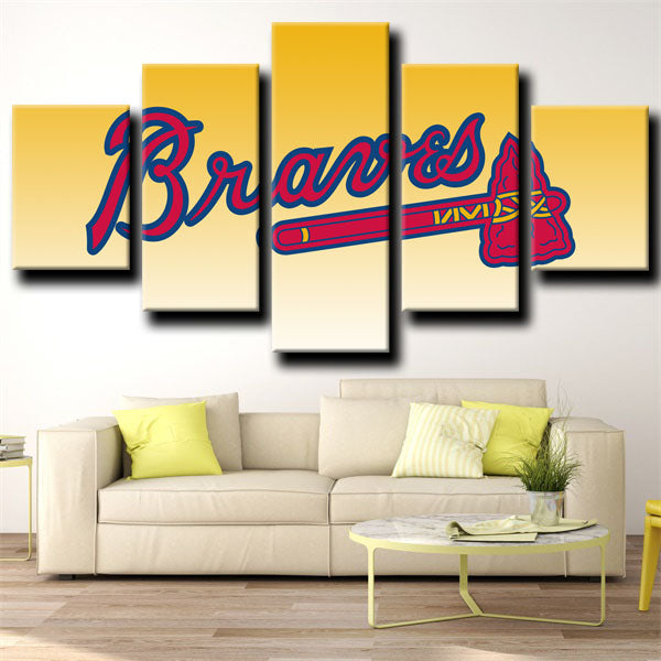 Atlanta Braves Yellow Gradient Logo Canvas Wall Art
