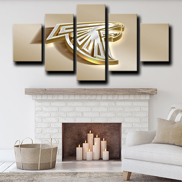 Atlanta Falcons Emblem Gold Canvas Wall Art