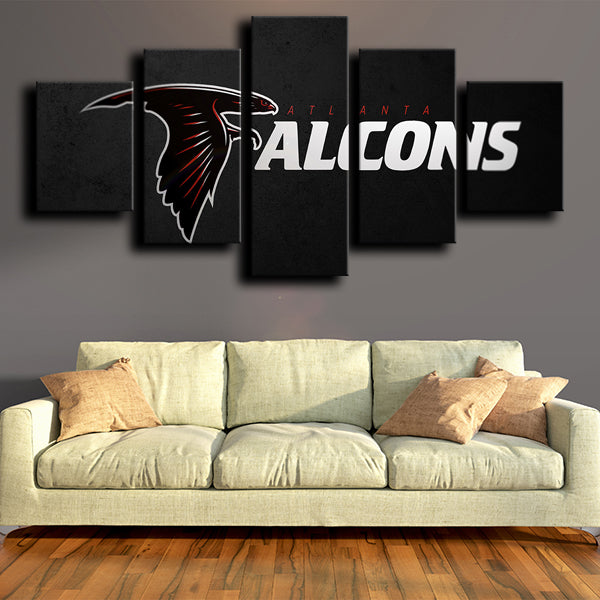 Atlanta Falcons Logo Badge Black Canvas Wall Art