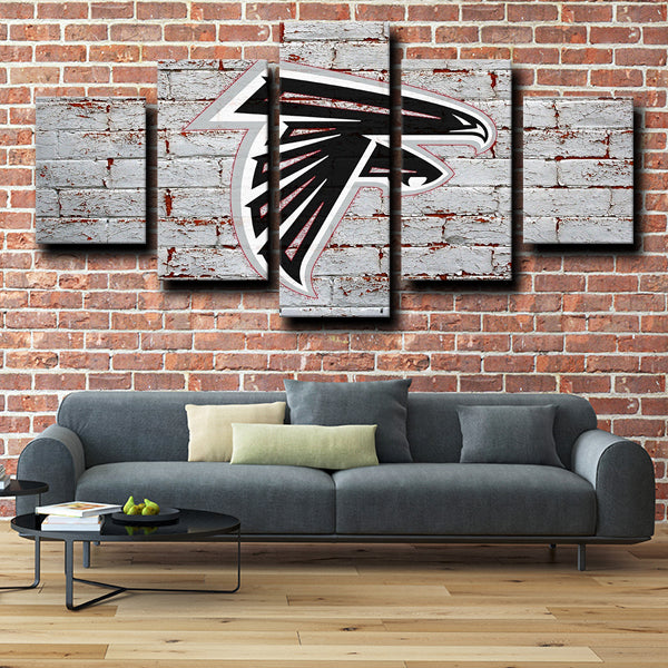 Atlanta Falcons Logo Crest White Canvas Wall Art
