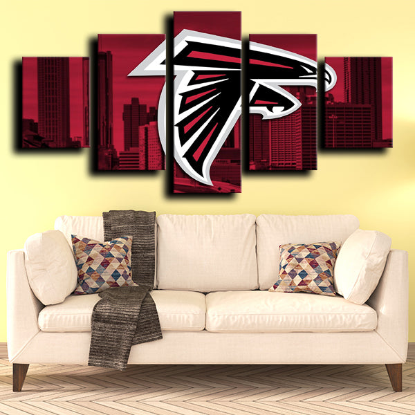 Atlanta Falcons Logo Red Picture Canvas Wall Art