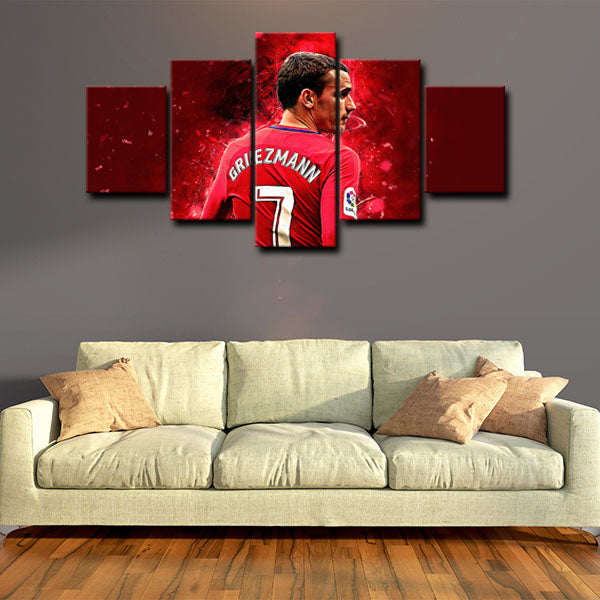 Atletico Madrid Forward Grizou Antoine Griezmann Canvas Wall Art