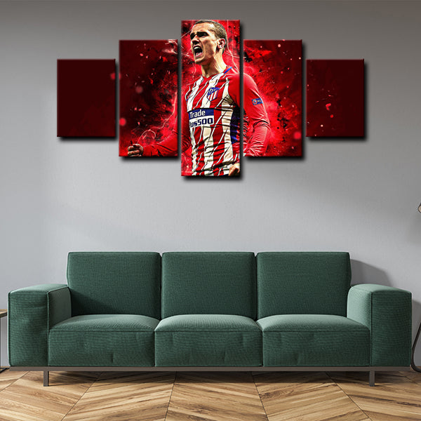 Atletico Madrid Forward Grizou Antoine Griezmann Canvas Wall Art