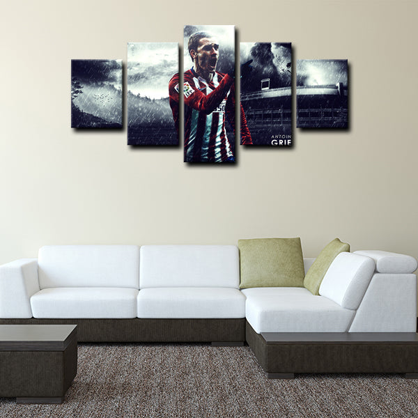 Atletico Madrid Forward Grizou Antoine Griezmann Canvas Wall Art