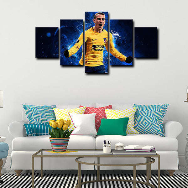 Atletico Madrid Midfield Grizou Antoine Griezmann Canvas Wall Art