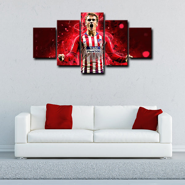 Atletico Madrid Midfield Grizou Antoine Griezmann Canvas Wall Art