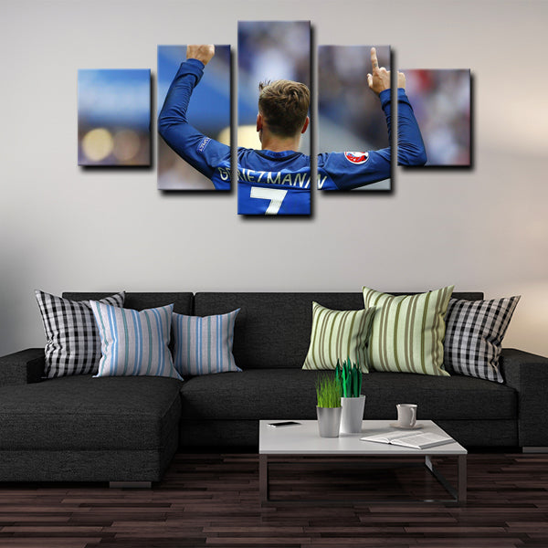 Atletico Madrid Midfield Grizou Antoine Griezmann Canvas Wall Art
