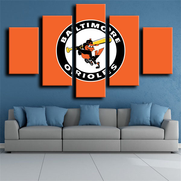 Baltimore Orioles Orange Color Logo Canvas Wall Art