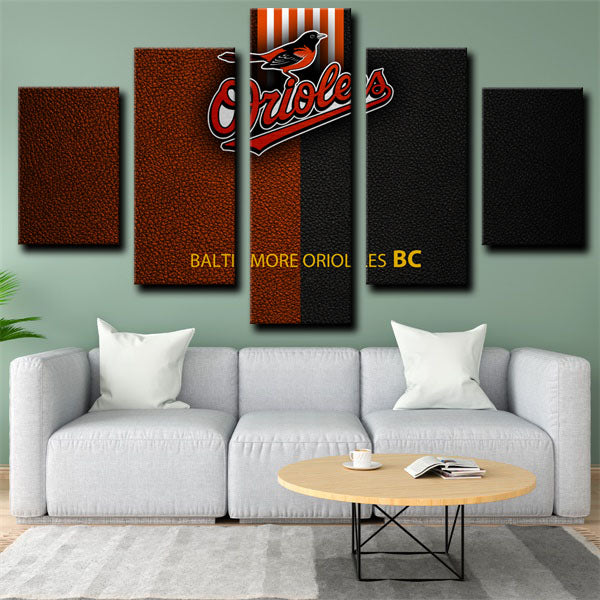 Baltimore Orioles Red And Black Badge Canvas Wall Art