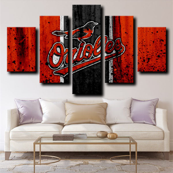 Baltimore Orioles Red And Black Emblem Canvas Wall Art