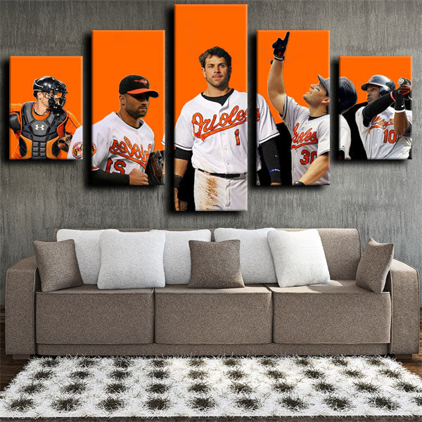 Baltimore Orioles Team Player Gathering Canvas Wall Art