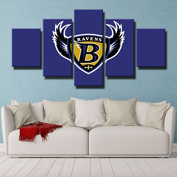 Baltimore Ravens Bluish Violet Emblem Canvas Wall Art