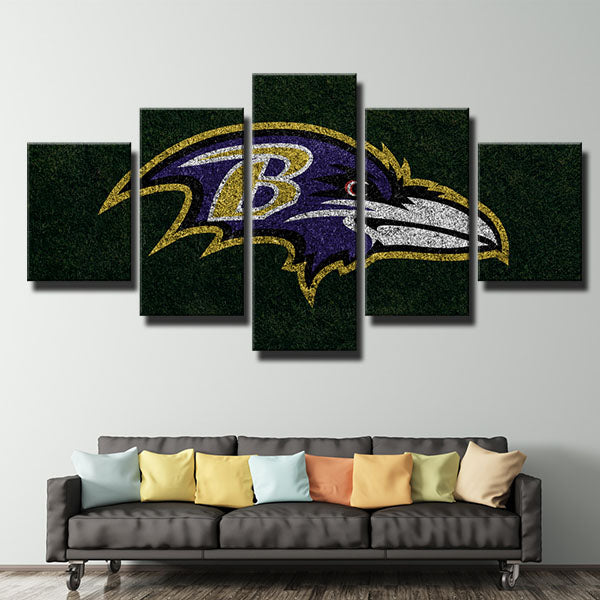 Baltimore Ravens Green Lawn Emblem Canvas Wall Art